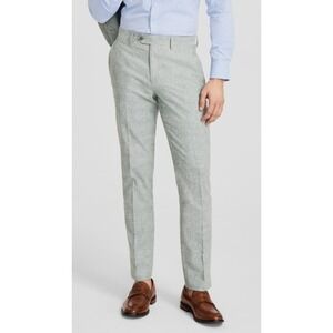 New $135 Bar III Slim Fit Linen Blend Dress Pants Men's 32 x 32 Solid Green Flat